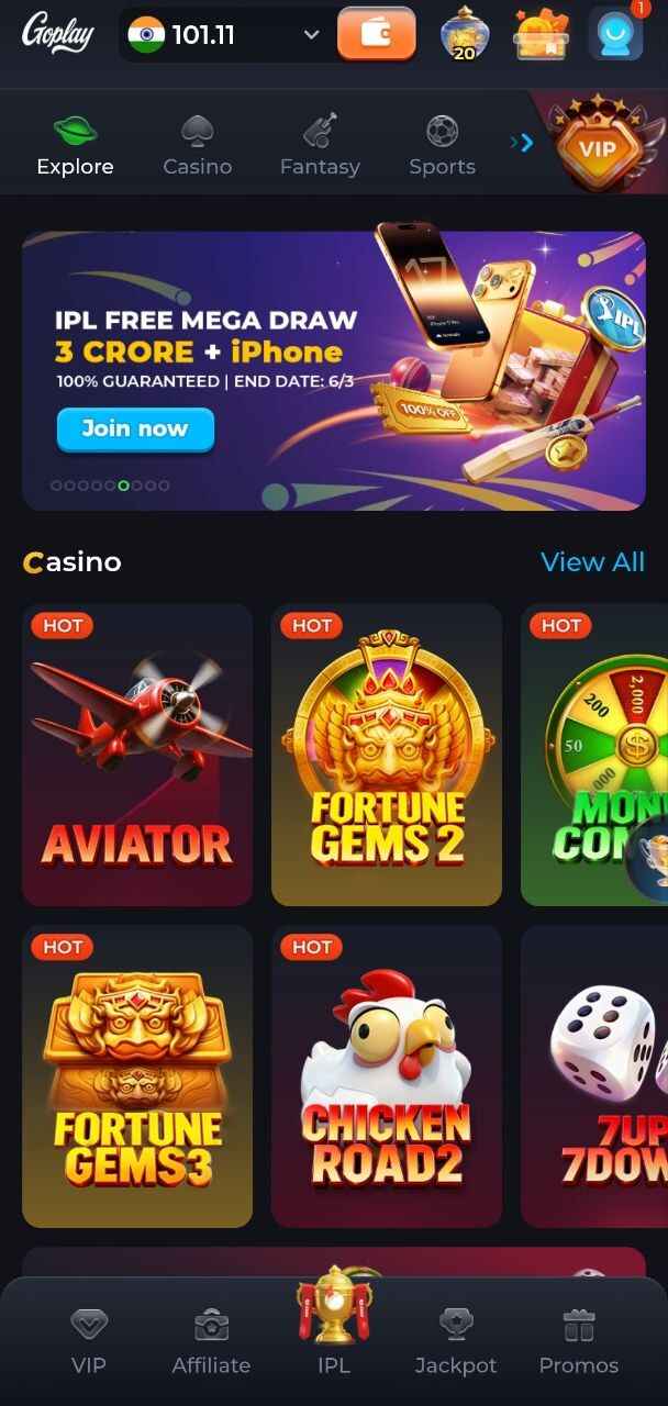 User playing Goplay fantasy cricket game during IPL matches